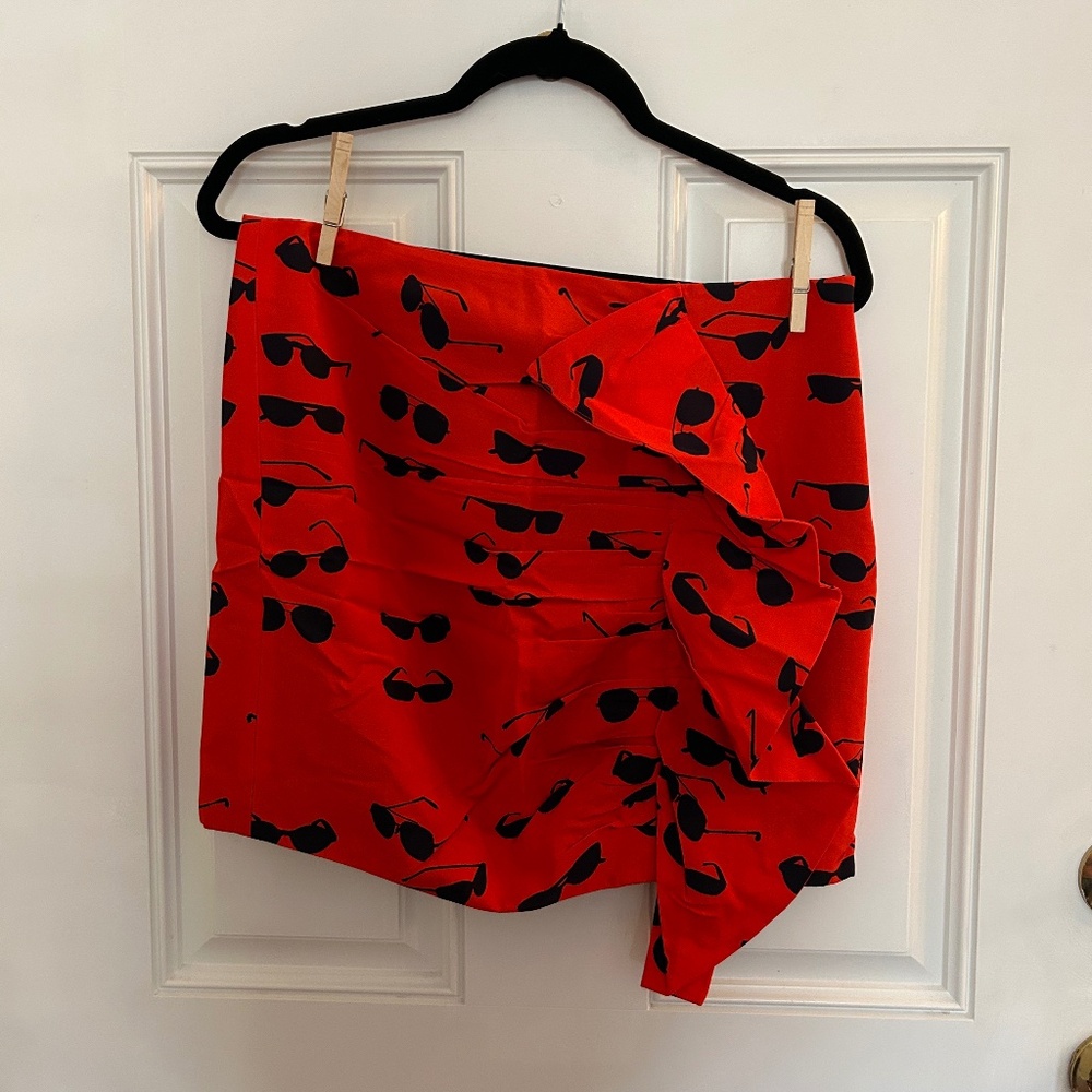 Victoria Beckham Sunglass Print Ruffled Mini Skirt, US 6